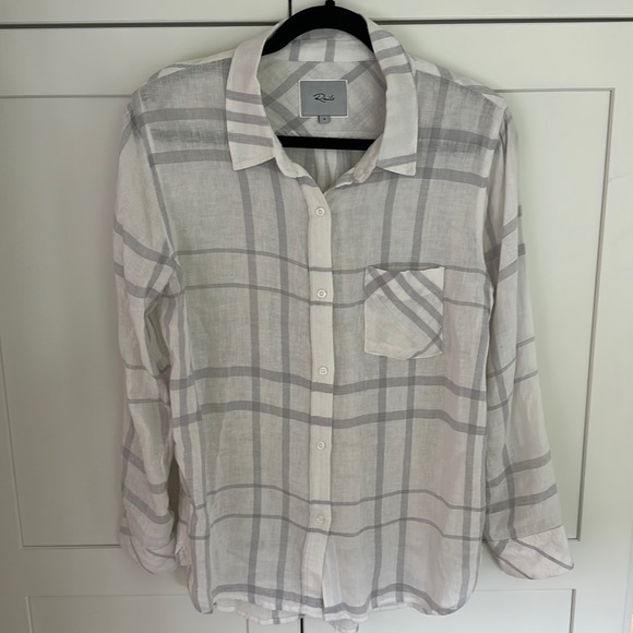 RAILS Hunter Plaid Linen Shirt in White - Picture 2 of 6